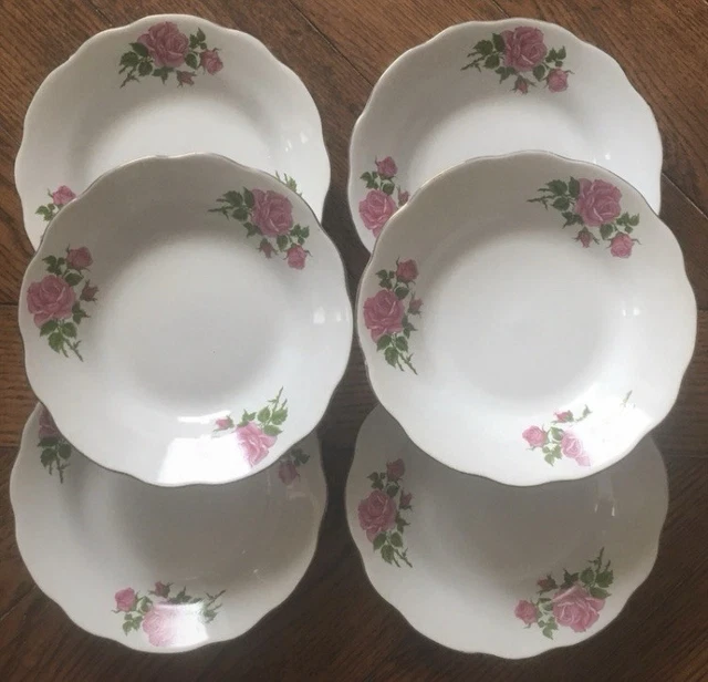 Set de 7 assiettes creuses Lustucru ,damier bleu , 1950/80 - Arts de la table