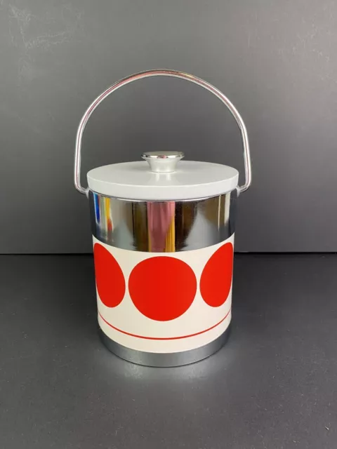 Vintage Retro Ice Bucket Mid Century Red polkadots