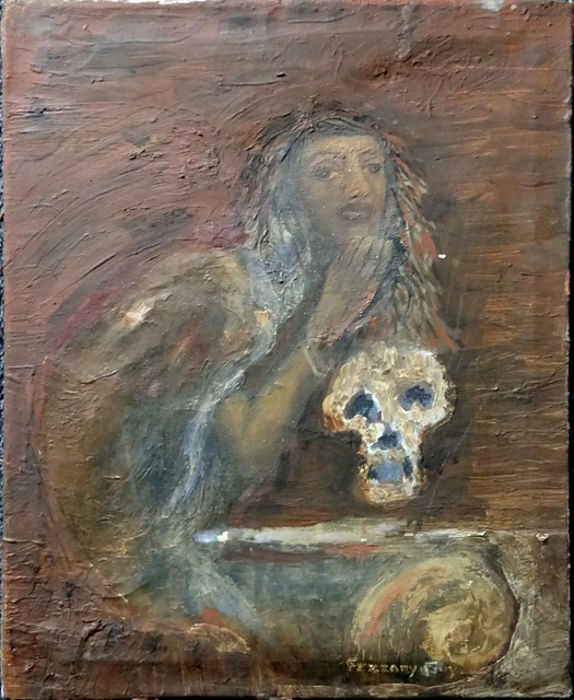 Tableau Acrylique Original Crâne Signé Jm3 – 24x30 Pouces, Année 2024