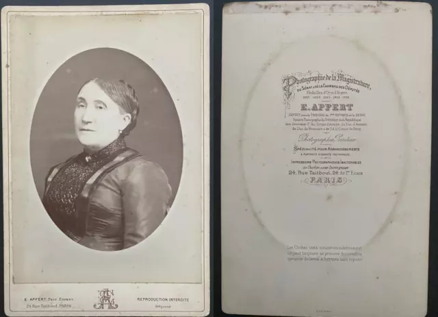 E.Appert, Paris, portrait d&#039;une femme, à identifier vintage albumen print,