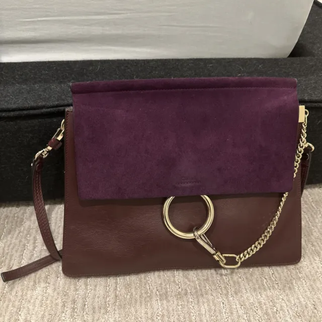 Chloe Faye Shoulder Bag Medium Leather and Suede Brown