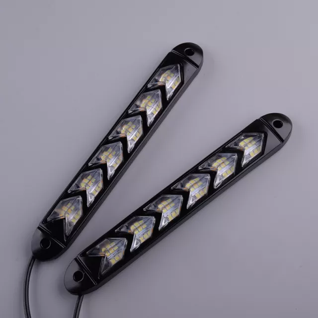 2x bande fluide jaune blanc DRL flèche clignotant clignotant dynamique 6 LED