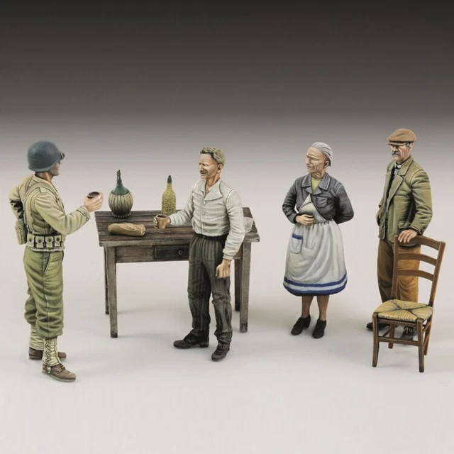 1:35 lot 4 figurines en résine soldat us parachutiste ww2 non