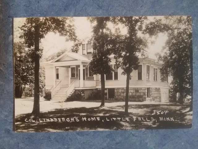1930s? RP POSTCARD LITTLE FALLS MN COL. CHARLES LINDBERGH HOME