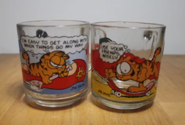 Vintage McDonald's glass Garfield Mug/Cup by Jim Davis cartoon set of 2  1978