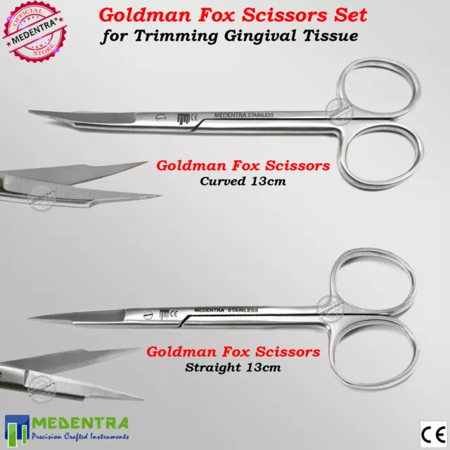 Dental Goldman Fox Scissors 13cm Surgical Trimming Gum Tissues CE