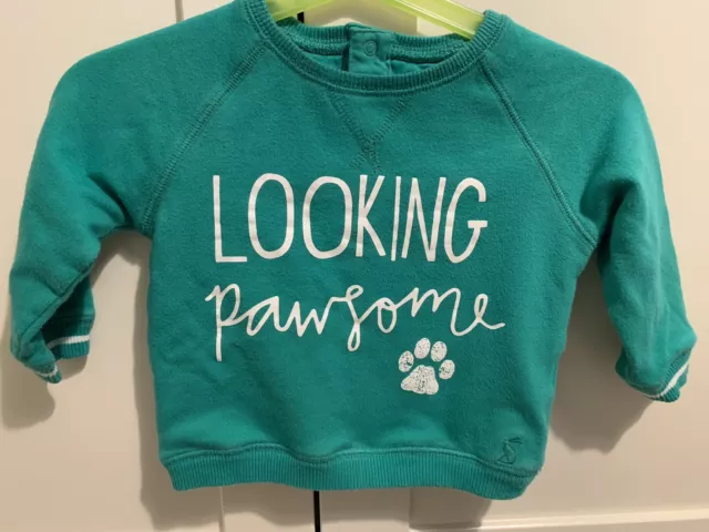 Sweat-shirt bébé garçon Joules 3-6 mois vert très bon état