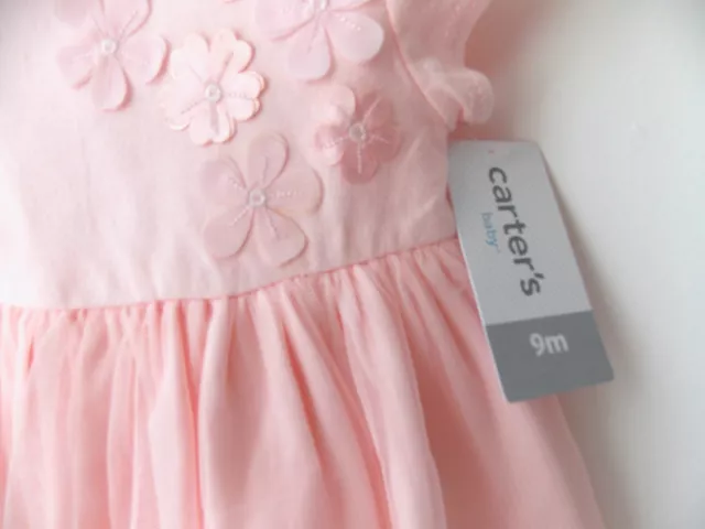 'Carters Baby 9Mos Girls Pink Dress Flower Appliques Beautiful! 3