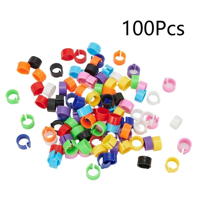 Set kit Chicks Rings Clip Poultry Bird Pigeon Parrot Re-use 10 colors 100Pcs