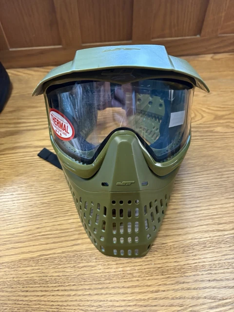 Masque JT Paintball Proshield Olive – Vintage, Cadre Fin, Visière à Remplacer, Occasion Bon état