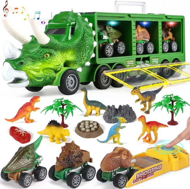 Dinosaurier LKW Spielzeug Tyrannosaurus Autotransporter mit Licht Kinder Spiele