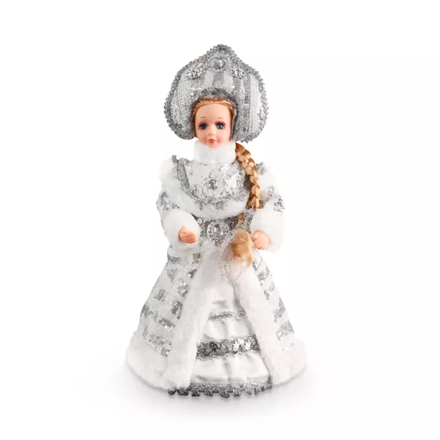 Figur Schneemädchen 35 cm Schneewittchen, in weißem Pelzmantel Снегурочка