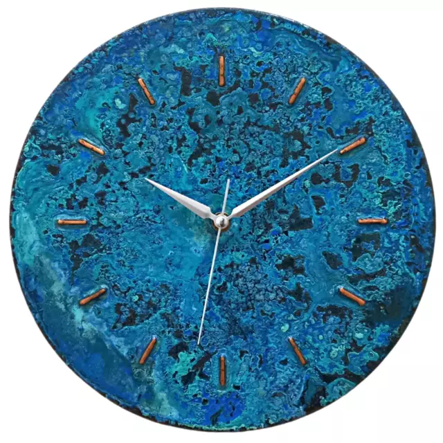 Blue Patina Handmade Copper Wall Clock Farmhouse Mid Century Modern Wall Decor 2