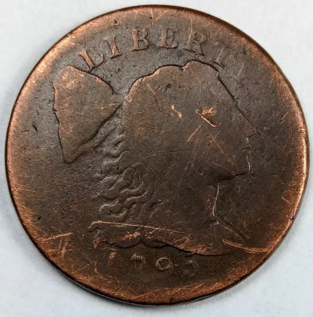 1795 1c Liberty Cap Large Cent Poor/Fair Scratched Early Copper Coinage Rare NR