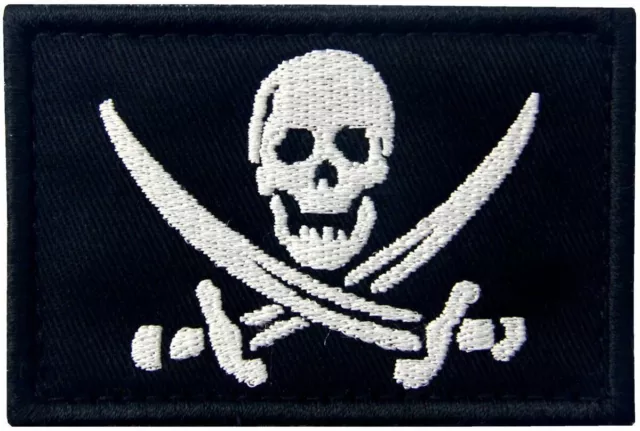 PIRATE FLAG iron-on PATCH JOLLY ROGER Skull Swords EMBROIDERED Calico Jack NEW