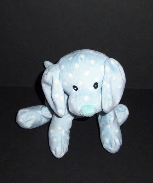Baby Gund Welcome Little One Boy Puppy Dog Plush Blue White Polka Dot 059720