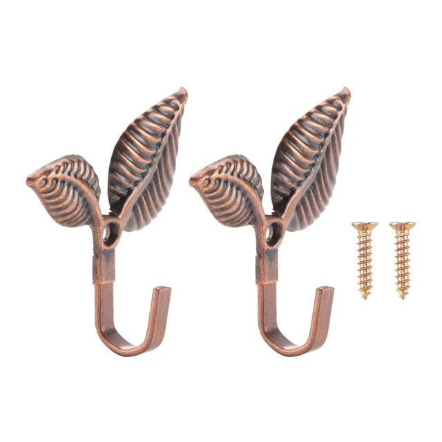 2 x Iron Leaf Shaped Curtain Tie backs Holders Wall Hooks Home Decor, Red2199