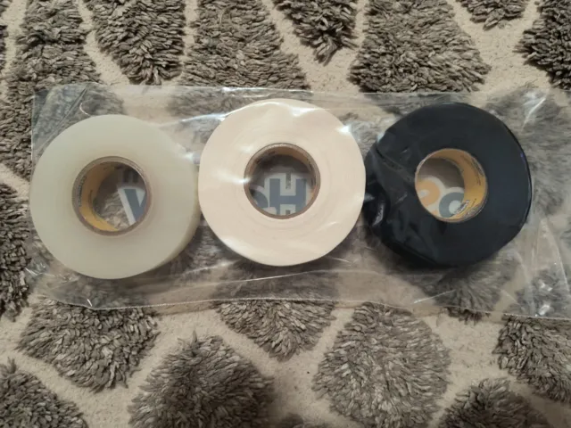 3 Pack *NEW* Hockey Stick Tape Howies (Black White Clear)