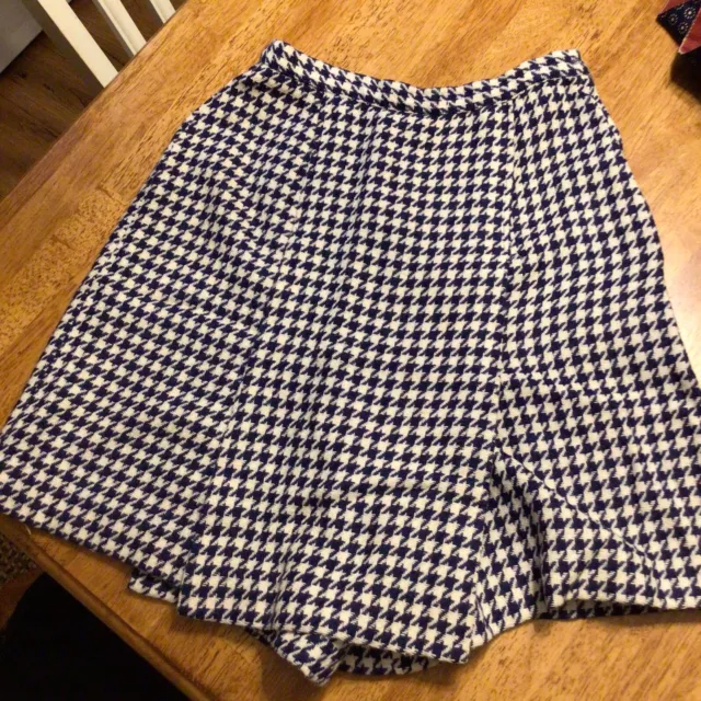 Vintage 70s Scooter Skirt Skort Shorts Herringbone Houndtooth Checker Pattern