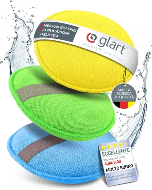 Glart - Set Di 3 Spugne in Microfibra per Lucidatura a Mano Dell'Auto, 130X25 Mm