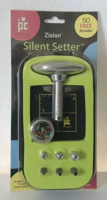 Zion Silent Setter Set 8 piezas + 50 ojales estuche Provo Craft ~ Nuevo