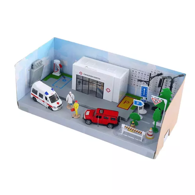 First Aid Station Set Alloy Car Model Toy Kits Exercising Mini Truck with 3D