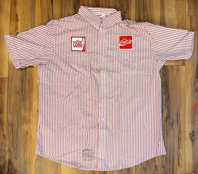 Vtg DIET COKE Coca-Cola Employee Uniform Short Sleeve 18/18.5 2xl? Striped 60s?