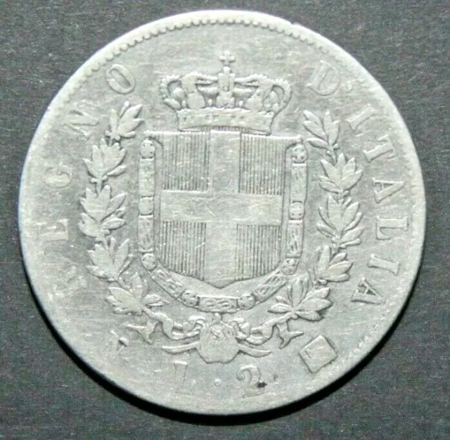 Moneta Italia Regno 1863 Vittorio Emanuele Ii Lire 2 Argento (C.0) 2