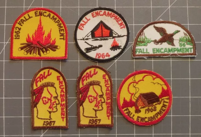 Lot (6) Vintage 1960's BSA Boy Scouts Fall Encampment Patches