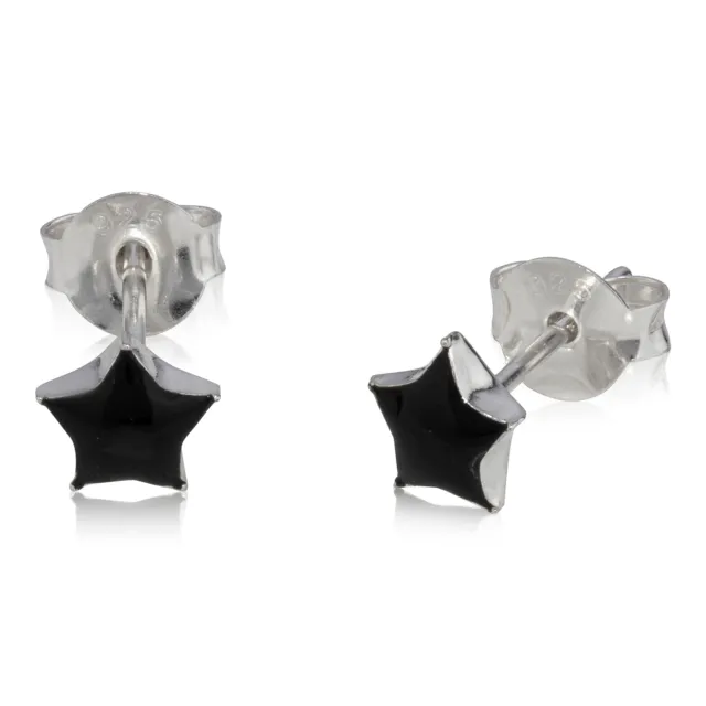 Paar Ohrstecker schwarzer Stern 5mm Silber 925 Sternchen Amulett kleine Ohrringe