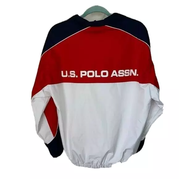 US Polo Association Mens Windbreaker Size XL Spellout Logo Lined Red White Blue 2