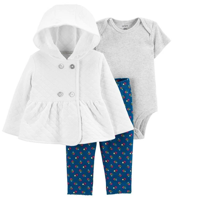Baby Girls Carters 3-Pc Quilted Jacket Floral Leggings Set Size 3 9 months NWT