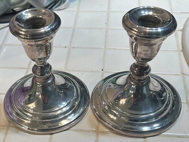 GORHAM STERLING SILVER  Weighted CANDLESTICKS Pair Candle Holders 667 Vintage