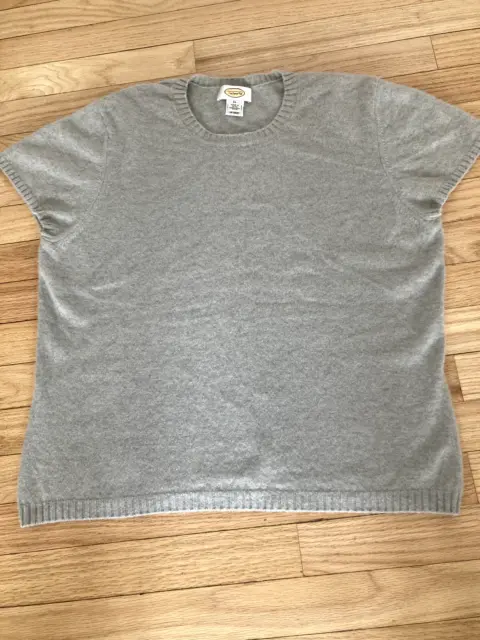 Talbots grey 100% cashmere short sleeve sweater XL