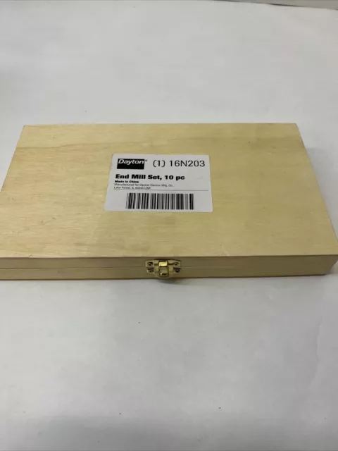 Dayton 16N203 Flute End Mill Set,10 Pcs