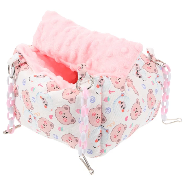 Wontee Haustier-Schlafsack Für Kleintiere – Warmes Versteck Für Hamster, Igel, Größe M (15x25 Cm), Rosa Mit Katzenmotiv