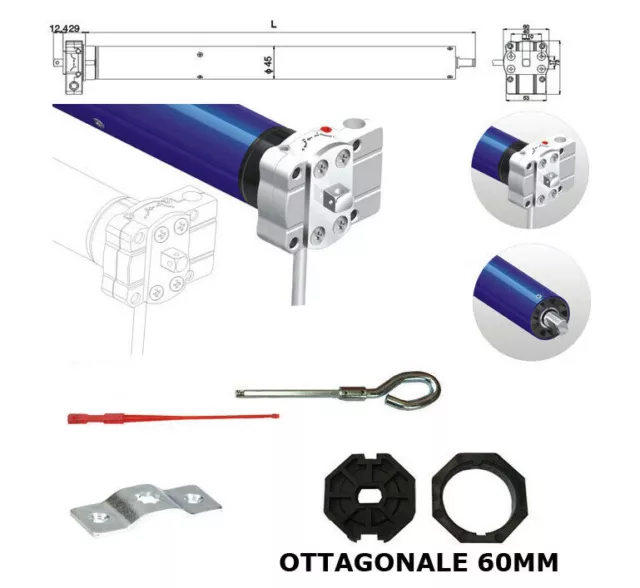 MOTORE TAPPARELLA TAPPARELLE 100 Kg 50nm CON MANOVRA DI EMERGENZA SBLOCCO 230V