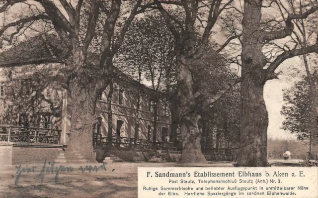 Sandmann Etablissement Elbhaus bei Aken (Elbe) AK 1914