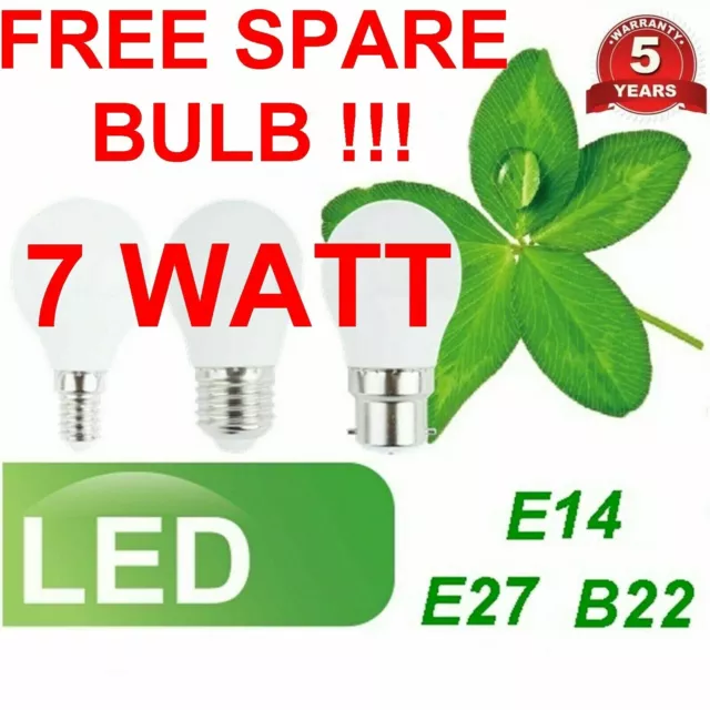 LED Candle 7W SES E14 BC ES Golf Ball Globe Lamp Light Bulbs Warm Cool White A