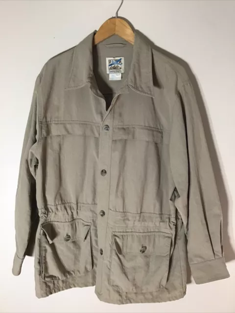 TRAVELSMITH SAFARI FIELD Jacket Mens L Khaki Button Up Photography