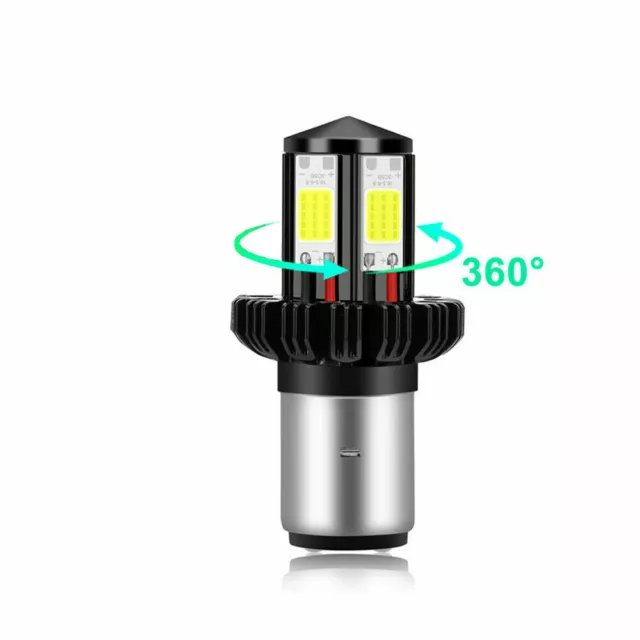 Ampoule Moto scooter LED BA20D 360° lumineux blanc 6000K 1200lm 12V