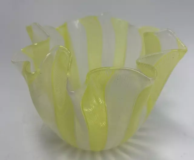 Venini Murano Glass Zanfirico Fazzoletto (Handkerchief) Vase