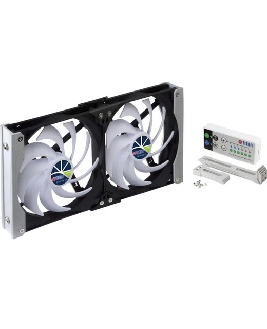 Titan- 12V DC Double Rack Mount Ventilation Cooling Fan for Fridge Vent