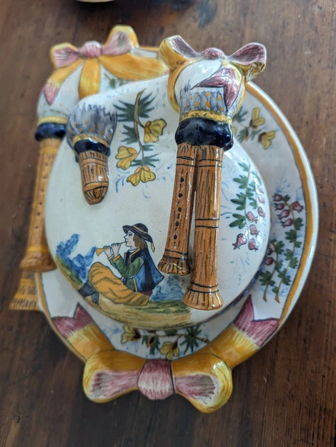 Vase Biniou HR Quimper Decor of Breton M1404 Ceramic Floral,Vegetal