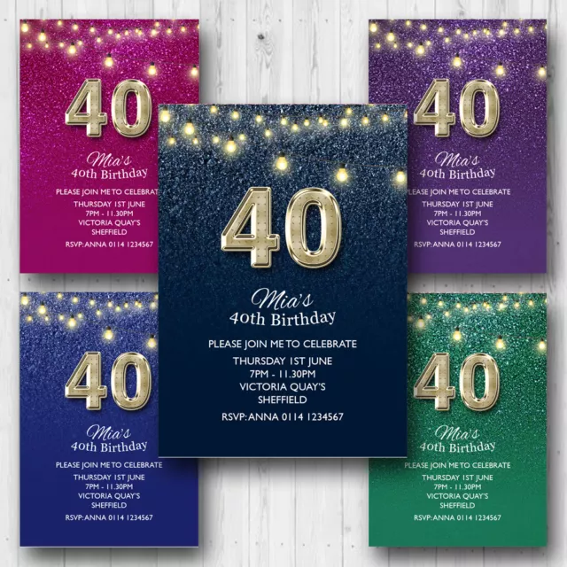 10 Personalised Birthday Party Invitations 18th 21st 30th 40th 50th 60th Any Age