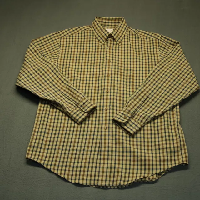 Vintage Brooks Brothers Shirt Men's Large Flannel Plaid Cotton Wool Button Up