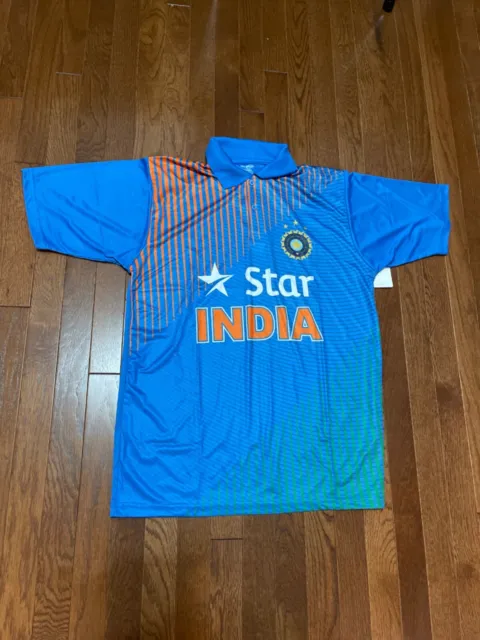 Star India Cricket Polo Shirt Jersey Mens XL Blue Short Sleeve Dri Fit