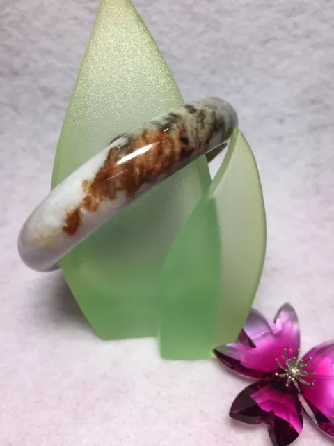 53mm Vintage 100% Natural Jadeite Jade Bracelet Brown and Grey.