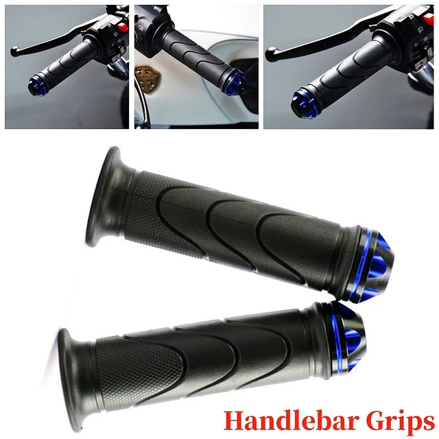7/8" Motorcycle Sports Bike Scooter CNC Aluminum Handlebar Rubber Hand Grip ×2