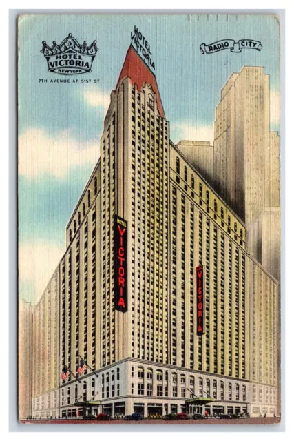 Hotel Victoria New York City NY NYC Linen Postcard H26